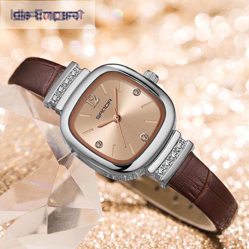 Sanda 7052/in stock Retro Trend Square Quartz Movement Luxury Casual นาฬิกาอิเล็กทรอนิกส์กันน้ํา