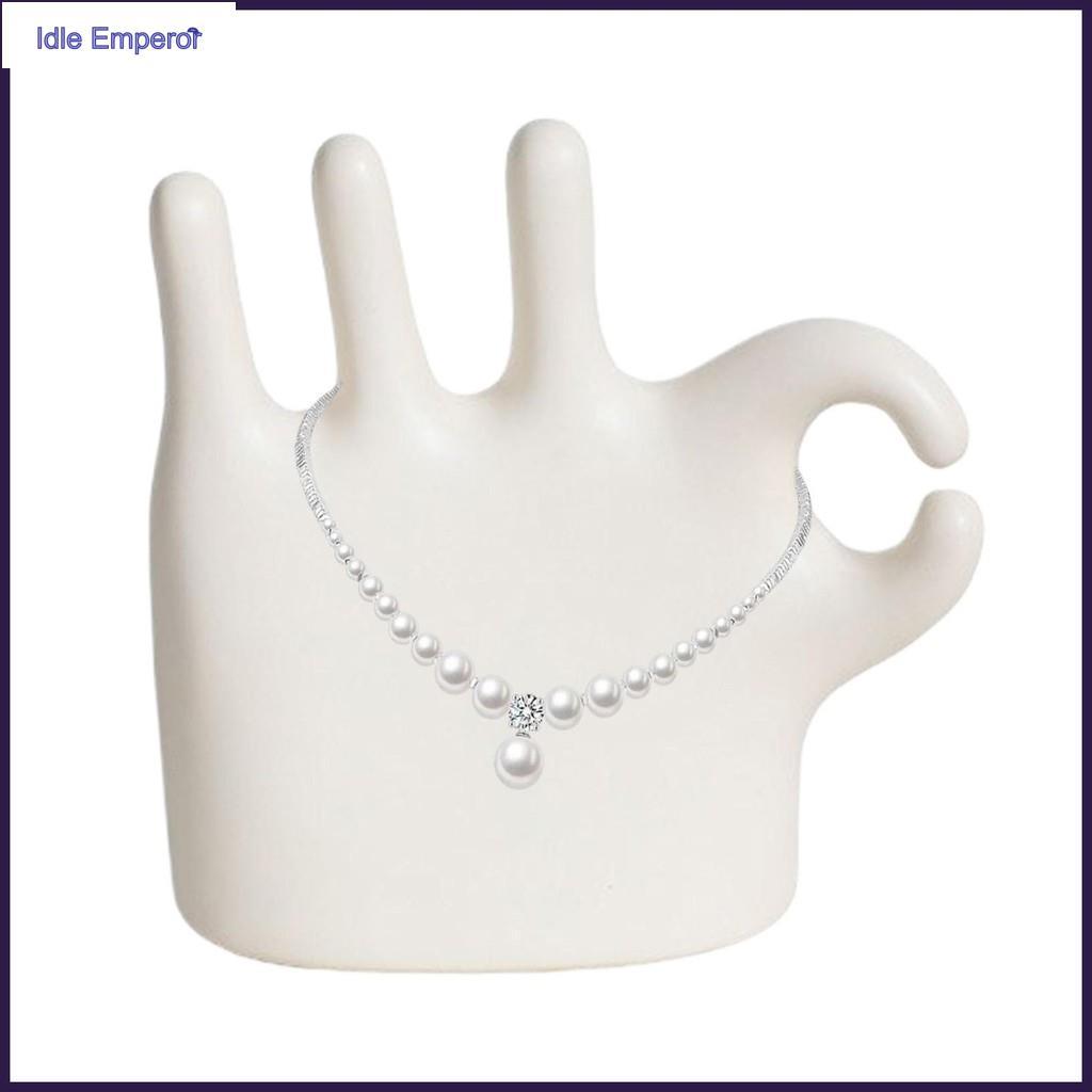 OK Hand Gesture รูปปั้น OK ท่าทางมือเครื่องประดับผู้ถือสร้อยคอเซรามิคบทคัดย่อนิ้วมือรูปปั้นสําหรับ H