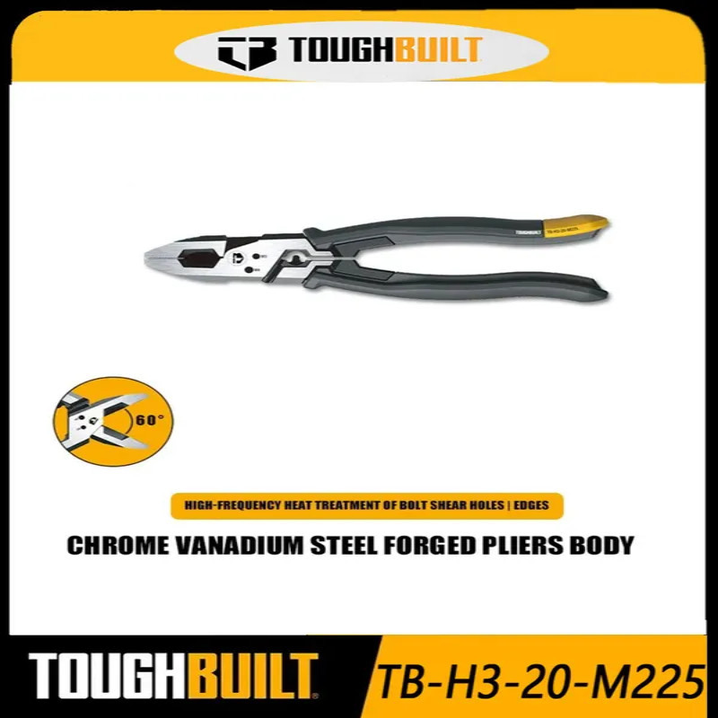 TOUGHBUILT TB-H3-20-M225คีมปากแหลมลวดเหล็ก 9 นิ้วอเนกประสงค์คีมจมูกแบนประหยัดแรงงานคีมกราม