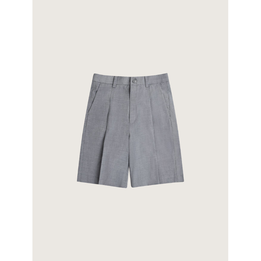 กางเกงขาสั้น VETENO STUDIO WOOL STRAIGHT GREY SHORTS