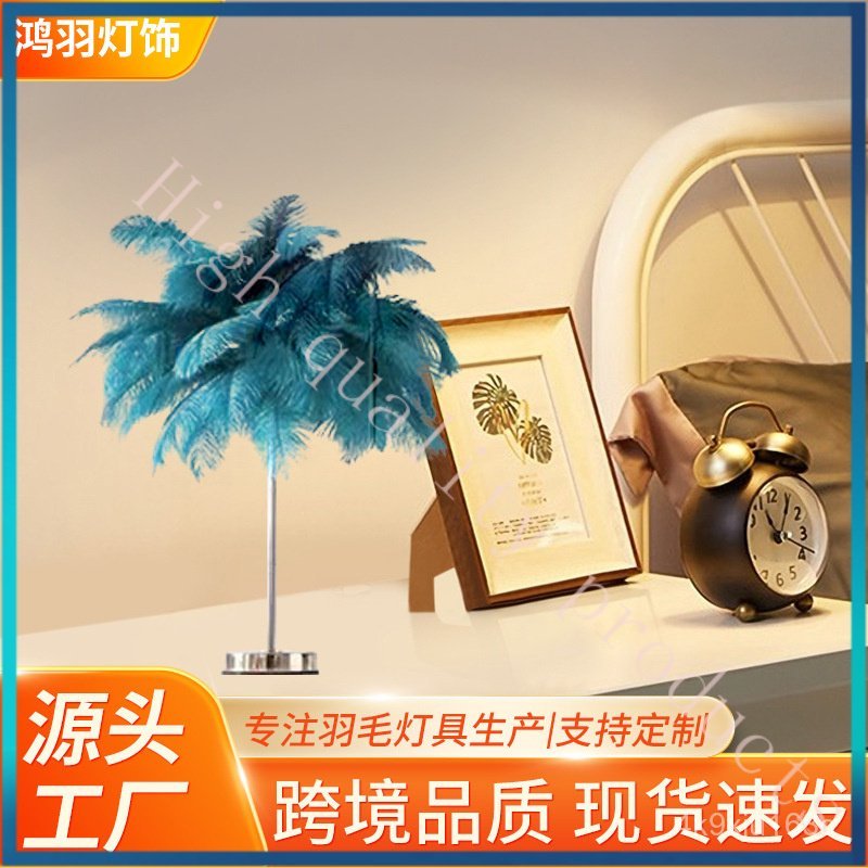 Direct Sales Feather Lamp Table Lamp Bedroom Bedside Lamp Desktop Decoration Zhongshan Lighting Feat