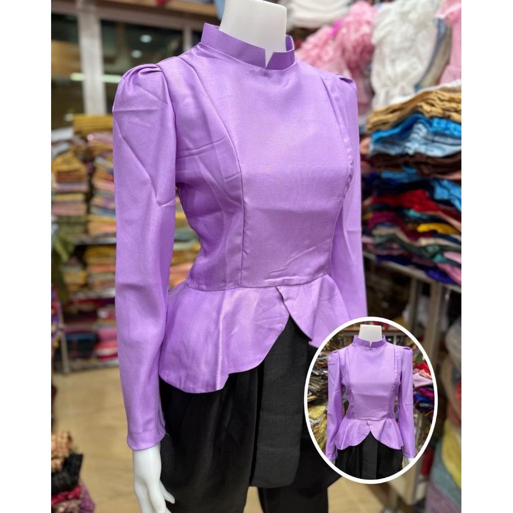 เสื้อไทยบรมชายระบายไม่อัดกาว ผ้าไหม2หน้าเนื้อนิ่ม ทรงสวย มีให้เลือก9สี - รูปที่ 6