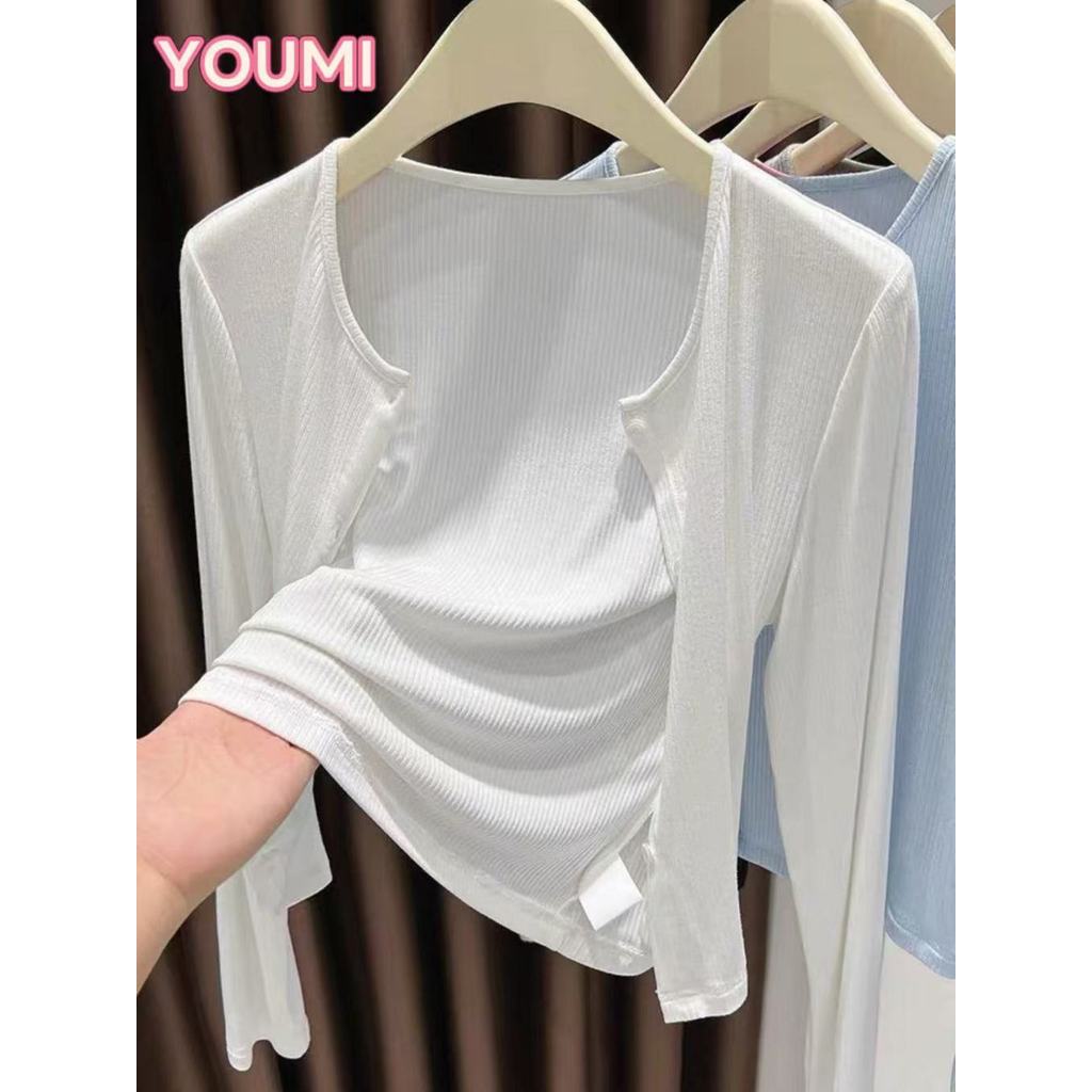 ส่งไวจากไทย คาร์ดิแกน คอกลม 4สี เสื้อแขนยาว เสื้อคลุมคาร์ดิแกนเกาหลี 🎀YOUMI
