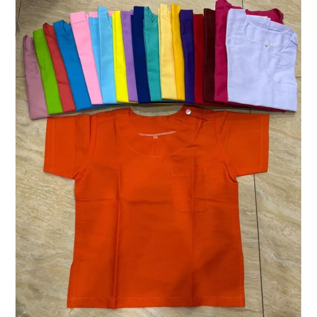 เสื้อผ้าไทยคอกลมเด็กผ้าโทเร ใส่สบายไม่ร้อน (เฉพาะเสื้อ)