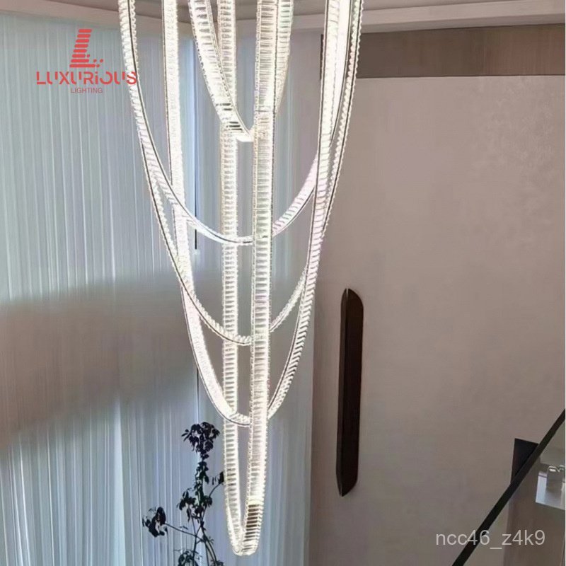 Villa Openwork Apartment Artistic Lighting Openwork Modern Light Luxury Long Strip Crystal Lamp HIO3