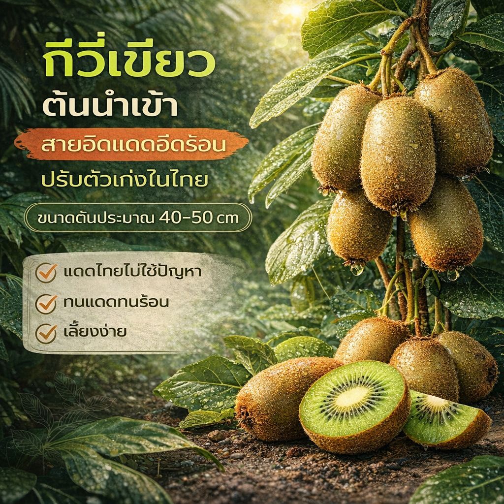 กีวี่เขียว ต้นนำเข้า สายอึดแดดอึดร้อน ปรับตัวเก่งในไทย ขนาดต้นประมาณ 40-50 cm ราคา ถูกที่สุด ดีลบีเคเค แกลเลอรีภาพที่ 2