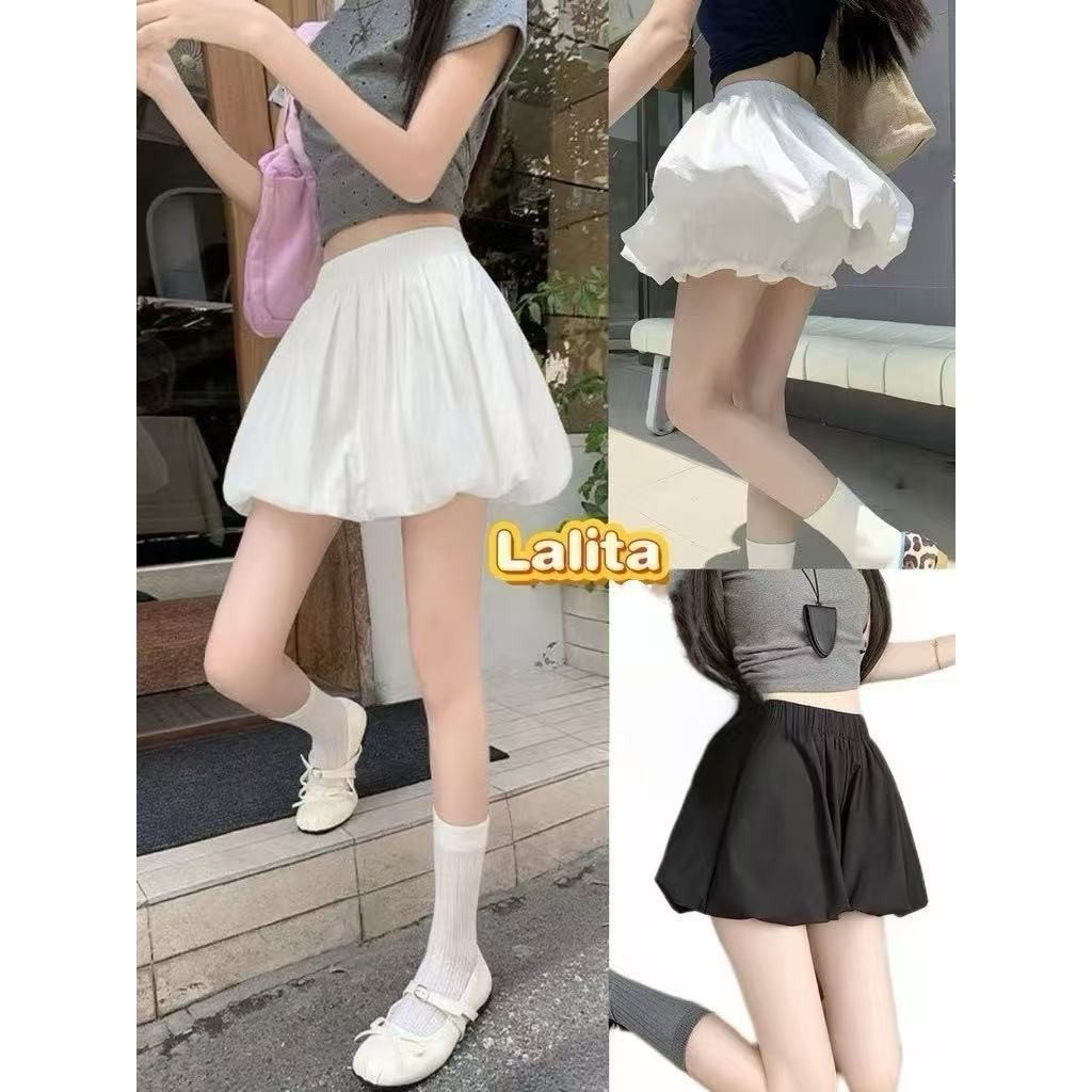 กระโปรงบอลลูนสั้น มีซับใน ใส่สบาย สไตล์มินิมอล แมทช์ง่ายทุกวัน