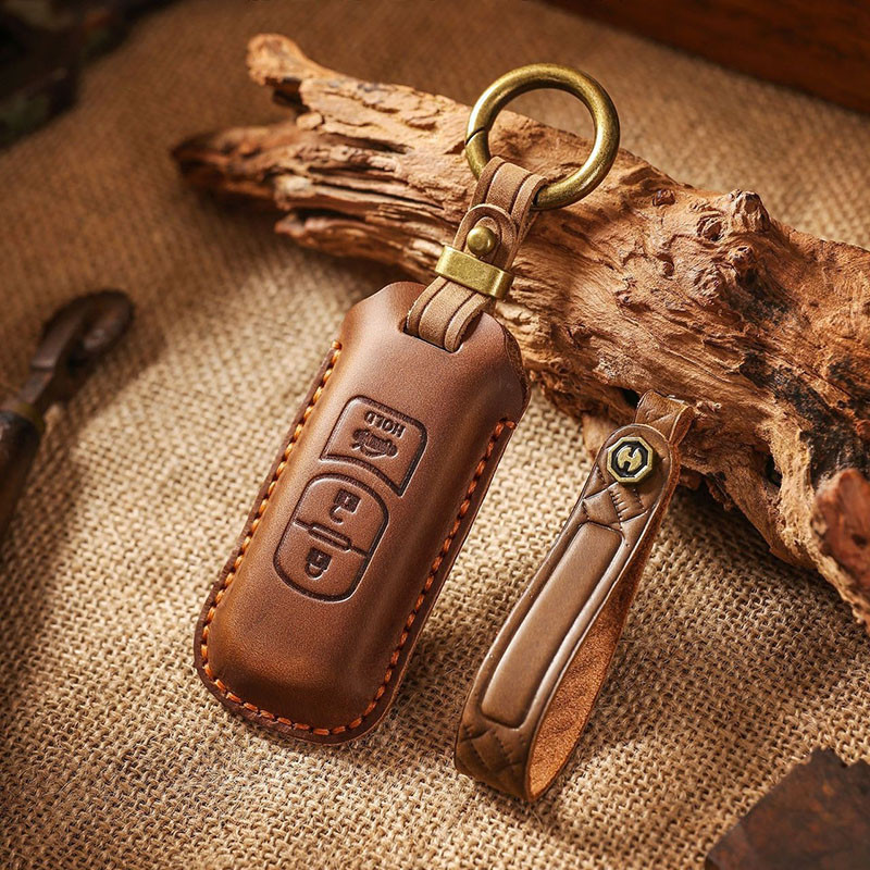 Cowhide หนัง Mazda กุญแจรถสําหรับ Mazda2 / Mazda3 / cx-5 / cx-3 / CX-30 / CX-8 / mazda 6 ฝาครอบพวงกุ