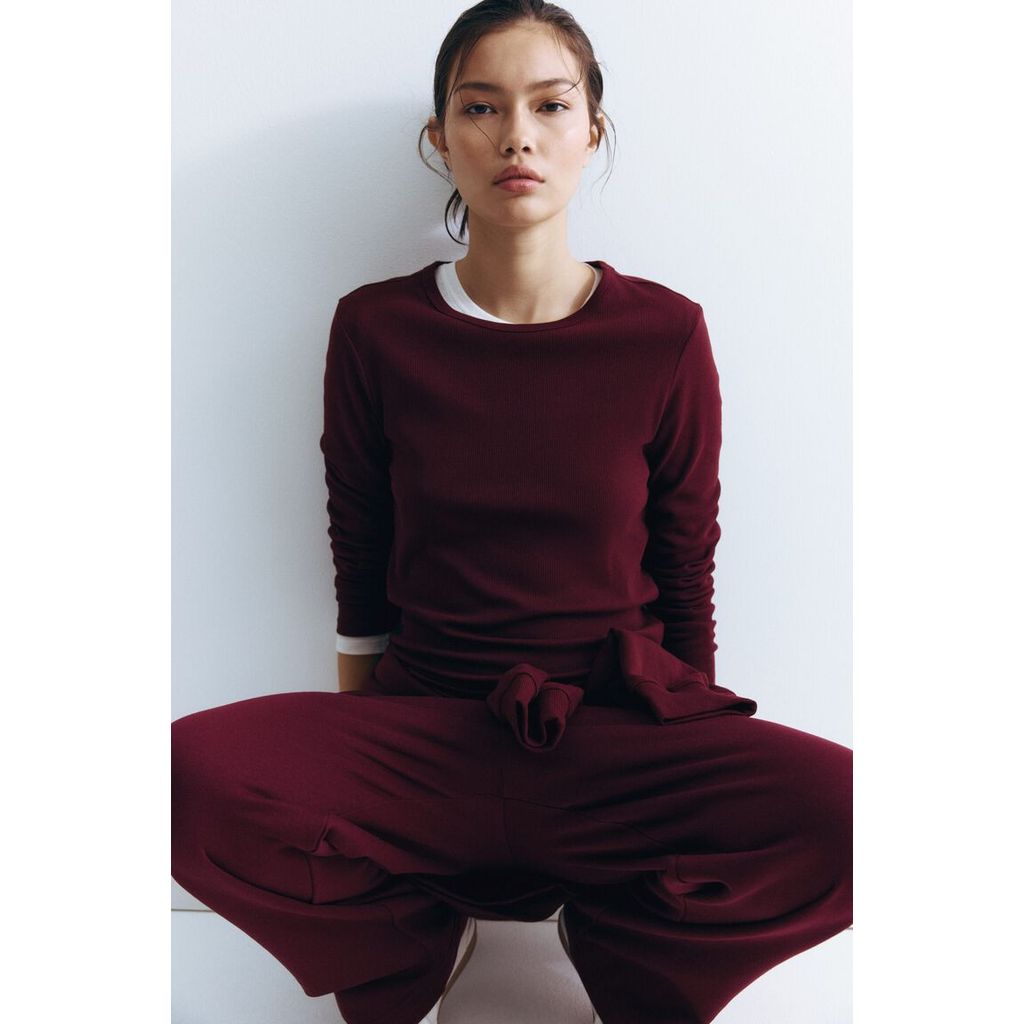 H&M توب نسائي قطن مضلع — صورة 6