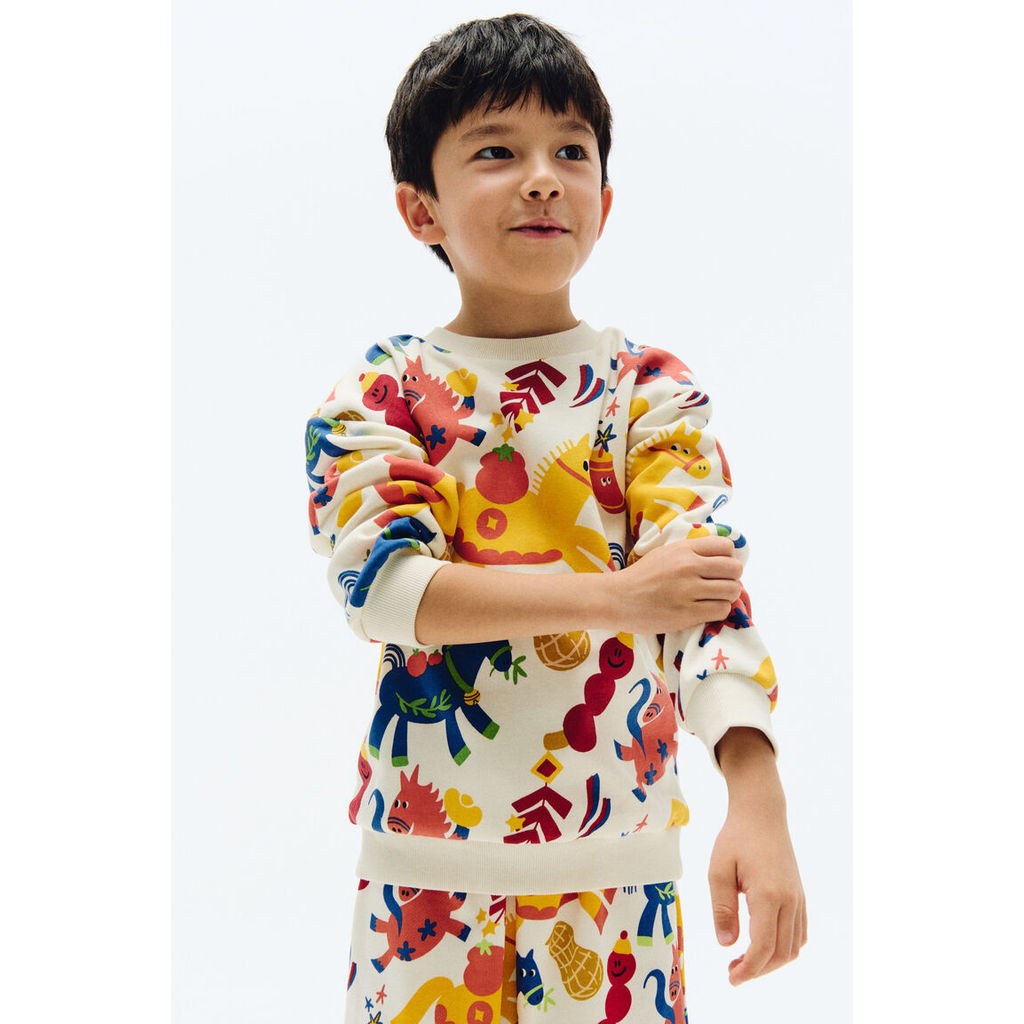H&M(เอชแอนด์เอ็ม) เสื้อสเวตเชิ้ตพิมพ์ลาย Boys Printed sweatshirt 1318520_1