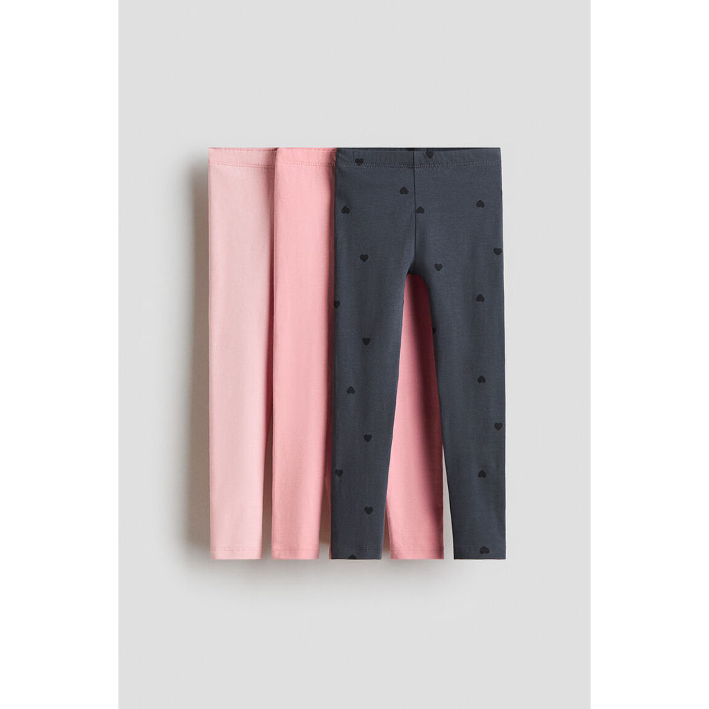 H&M(เอชแอนด์เอ็ม) เลกกิ้งผ้าฝ้ายเจอร์ซีย์ 3 ชิ้น Girls 3-pack cotton jersey leggings 1318552_1