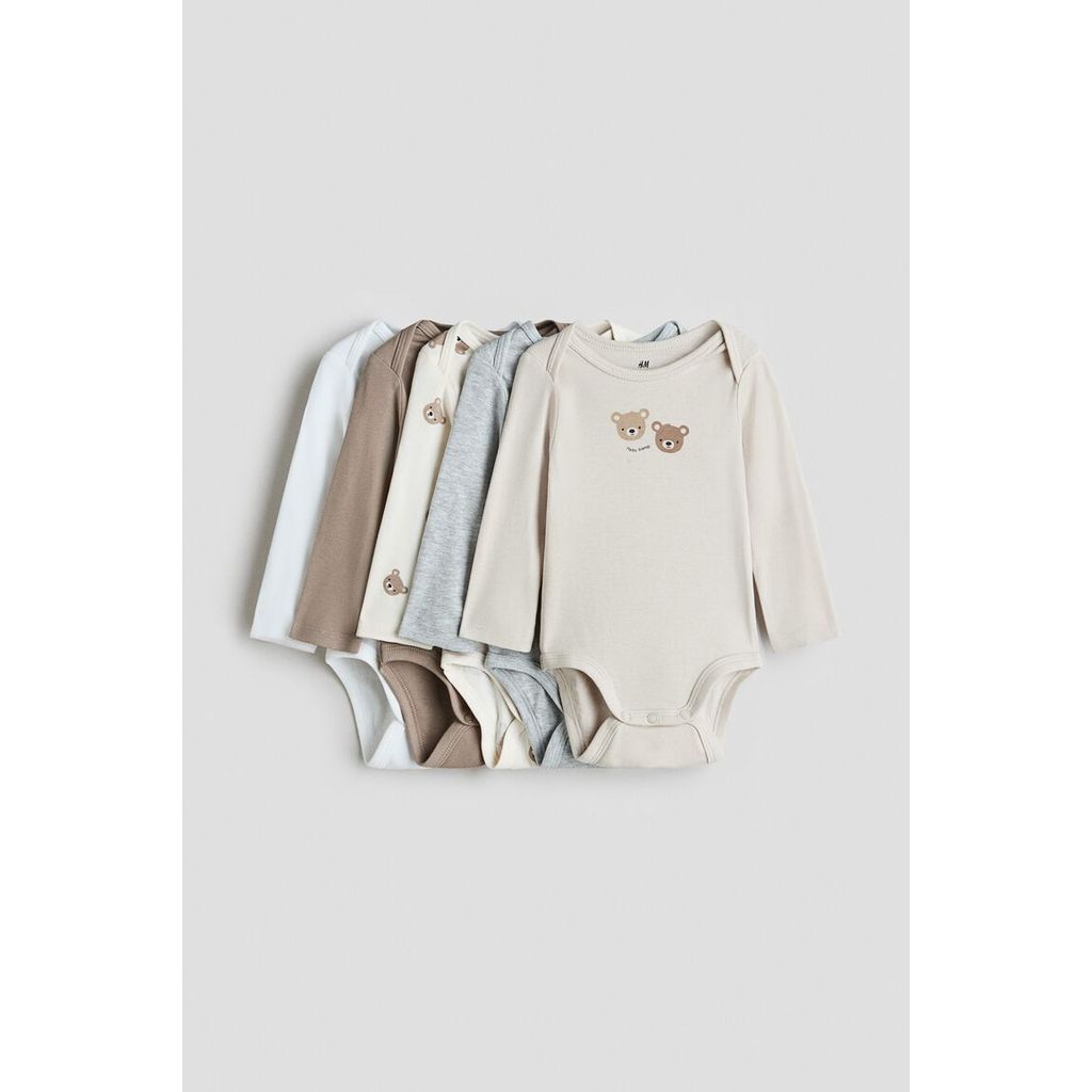 H&M(เอชแอนด์เอ็ม) ชุดบอดี้สูทแขนยาว 5 ชิ้น Infants 5-pack long-sleeved bodysuits 0880118_9