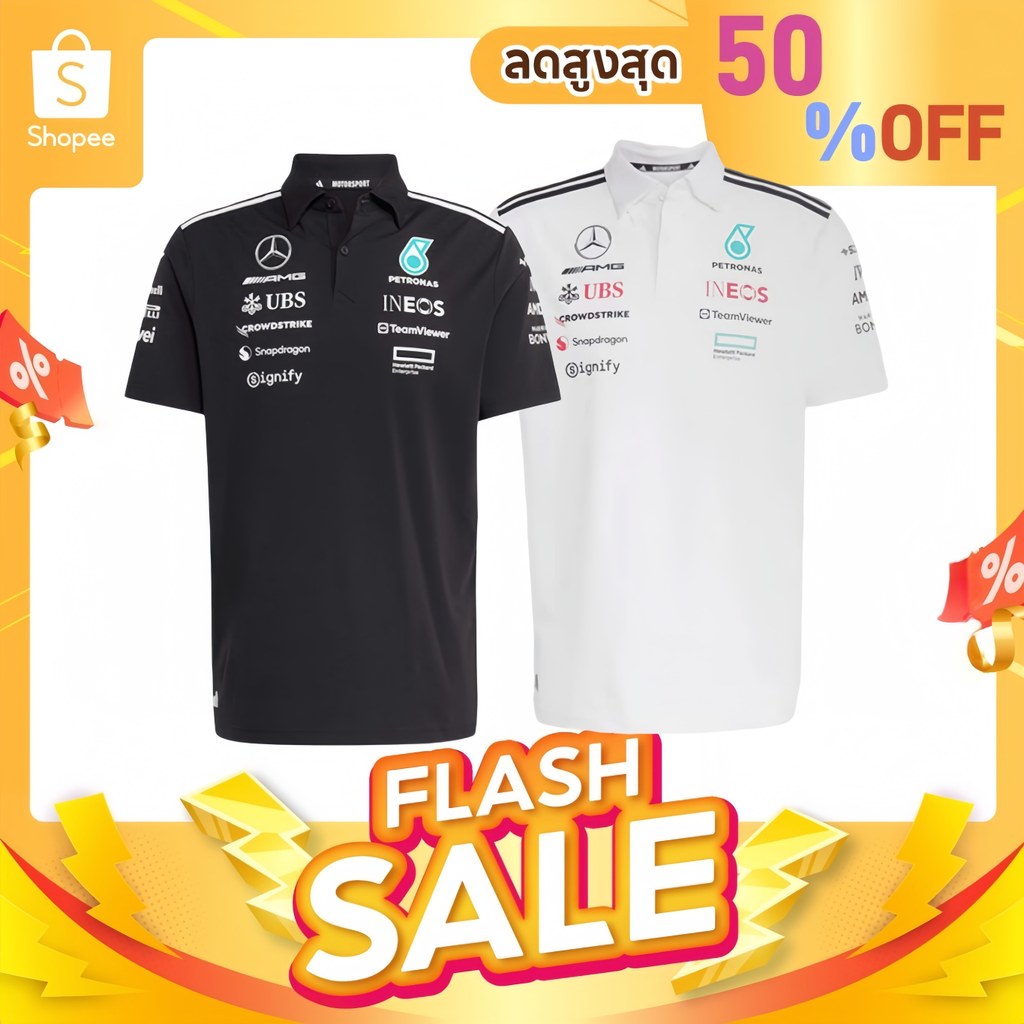 🐾ของแท้100%💖 Adidas x Mercedes AMG F1 เสื้อโปโล Russell'S Style