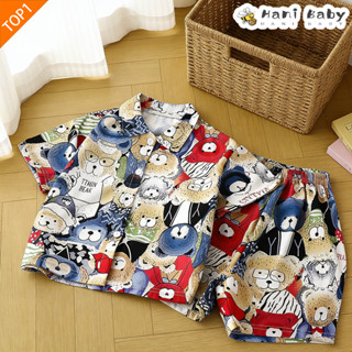 🔥ชุดชายหาดเด็ก ชุดเด็กแฟชั่นร้อน เสื้อคอกลม+กางเกงขาสั้น ผ้า…