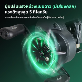 SeaHunter TURBO PRO DC รอกเบท รอกDC เบรกดิจิตอล 5+1BB แรงดึง 5KG อัตราทดเกียร์6.3:1 ตีไกล 155 กรัม ทรง กลม