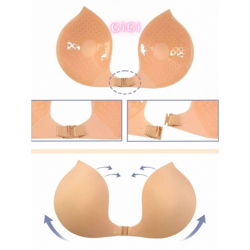 ส่งทันทีCici(NO. Bra8005) บราปีกนกแนวตั้งดันทรงอกชิด ฟองบางกาวเหนียวแน่น กันน้ำกันเหงื่อใช้ซ้ำได้