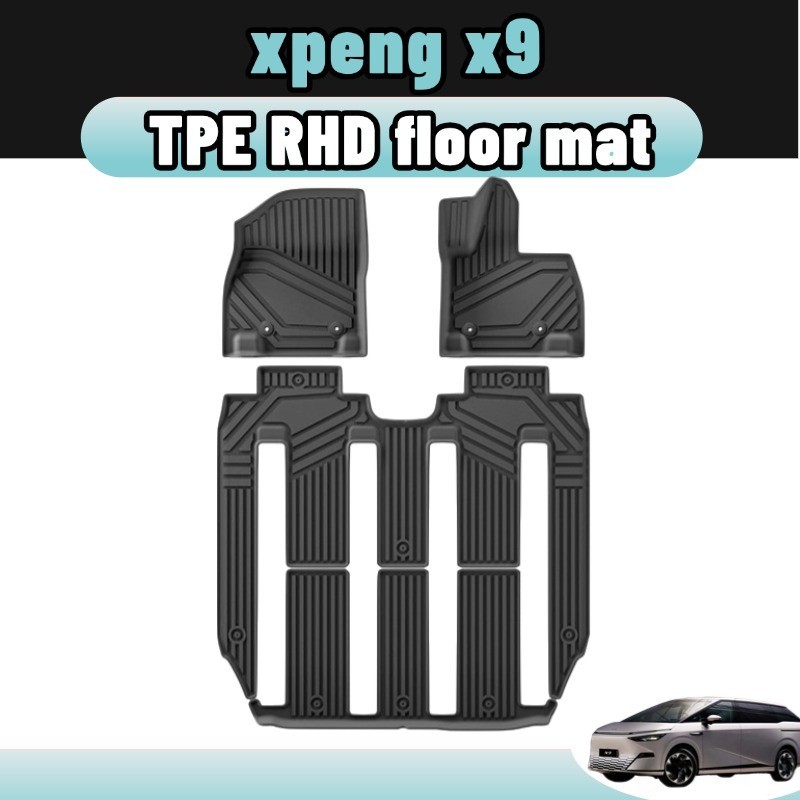 Xpeng x9 พรมปูพื้นรถยนต์ 3D เสื่อท้ายรถ XPE TPE กันลื่นทนต่อการสึกหรอ กันน้ํา อะไหล่รถยนต์ accessori