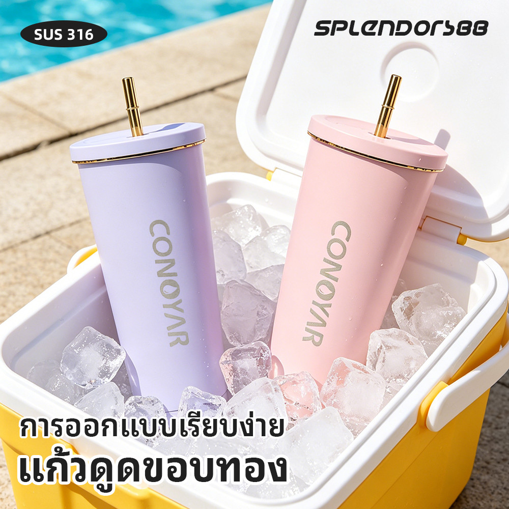 กระติกน้ําสูญญากาศ แก้วน้ำสแตนเลส316 ใส่ได้น้ำร้อนและเย็น เก็บอุณหภูมิ 750ML กระติกน้ําร้อน T01255