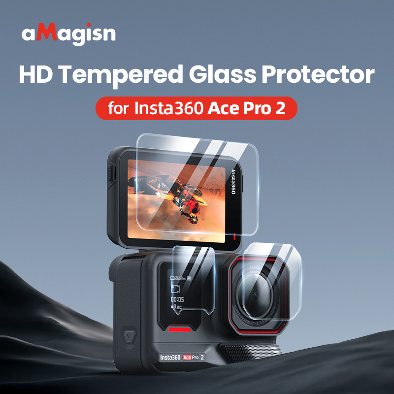 AMAGISN สําหรับ Insta360 Ace Pro 2 หน้าจอเลนส์ Protector กระจกนิรภัยฟิล์มสําหรับ Insta360 ACE PRO 2 