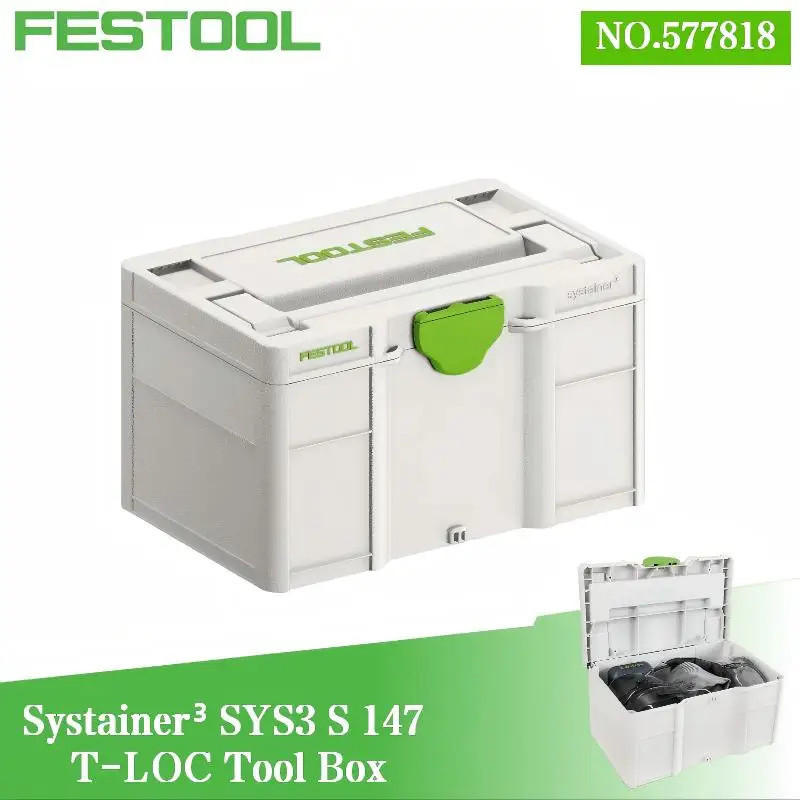 Festool 577818 Systainer3 SYS3 S 147 Mini กล่องเครื่องมือ T-LOC Stackable Storage Case สําหรับเครื่อ