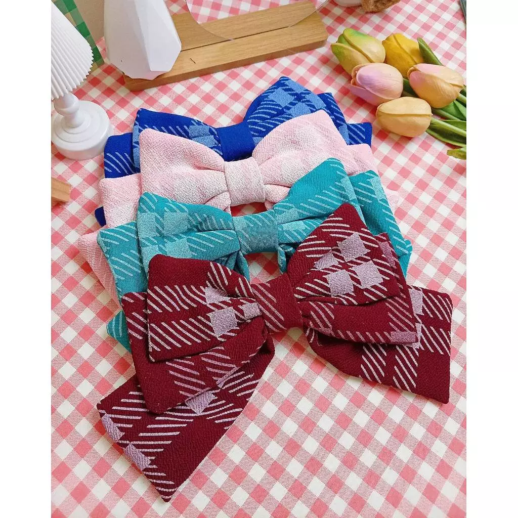 พร้อมส่งในไทย !!! ลายเยอะที่สุดตะกร้า4 กิ๊บโบว์3ชั้นไซส์ใหญ่จัมโบ้ ผ้าทวิส แก้ว ลูกไม้ ซาติน