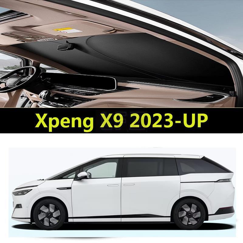 ม่านบังแดดกระจกรถยนต์สําหรับ XPeng X9 2023-Up แผ่นแรเงาภายในรถด้านหน้าแรเงา388