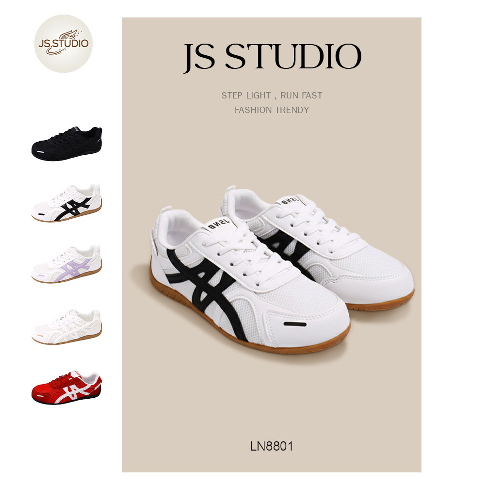 JS.STUDIO รองเท้าผ้าใบผู้หญิง สไตล์ วินเทจ Retro Running รองเท้าลำลอง ทรงสวย น้ำหนักเบา LN8801