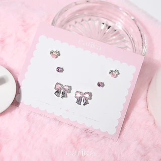 earika.earrings - baby bow collection คอลเล็คชั่นต่างหูเบบี้โบว์ ก้านเงินแท้ชุบทองคำขาว เหมาะสำหรับคนแพ้ง่าย