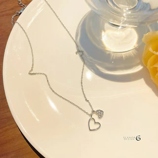 GLAMOR✨สร้อยเพชร Heart to Heart สร้อยคอเงินแท้ สร้อยคอเพชร สร้อยเงินแท้ จี้สร้อยคอ สร้อยคอผู้หญิง