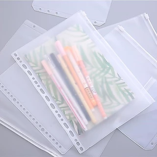 ถุงซิป PVC แบบใส กันน้ํา มีซิปรูด ขนาด A4 A5 A6 A7 B5 4 6 20 26 รู