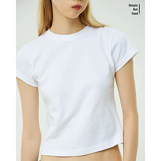 Baby tee รุ่นbasic เสื้อยืดเปล่า ทรงเบบี้ทีคอกลม โทนสีขาวดำ ผ้าcotton100% ทรงพอดีตัว