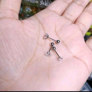จิวก้านยาวเพชรกลม 0.8 ยาว 8 mm สแตนเลส ราคา 1 คู่