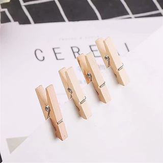JIE HOME ไม้หนีบ 20 ตัว 3.5CM + เชือกป่าน คลิปหนีบ ไม้หนีบรูป ตัวหนีบไม้ กิ๊บไม้ ที่หนีบ ตัวหนีบ ไม้หนีบรูป
