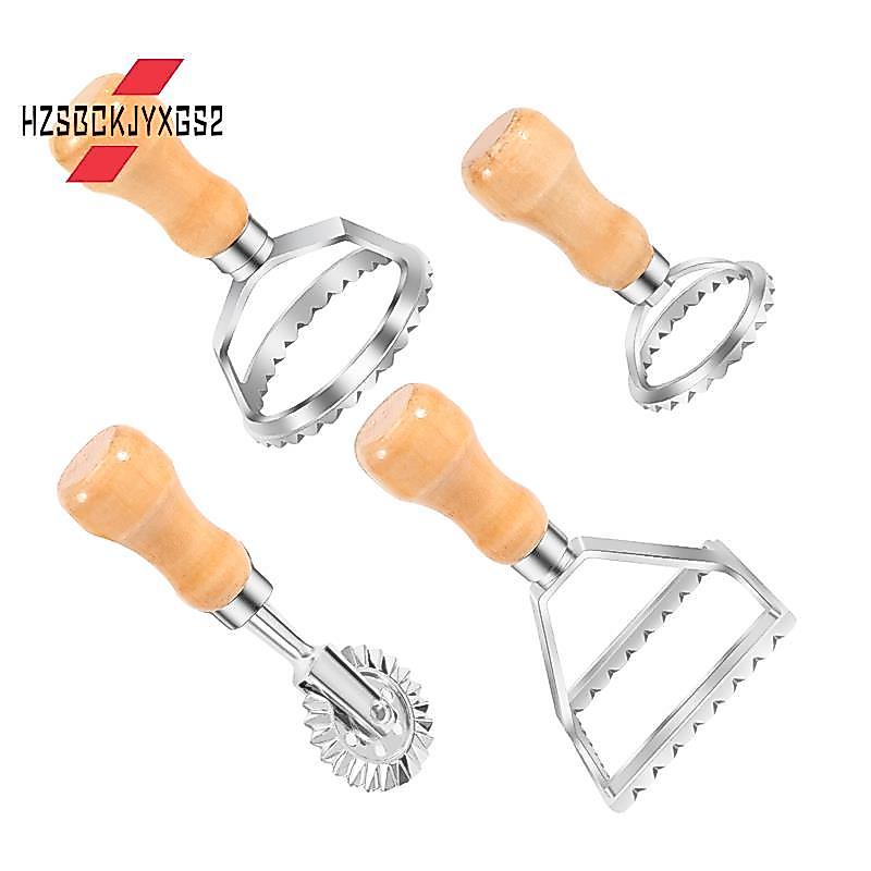 HzsbckjyxgsRavioli Maker Cutter Stamp Set-Leading Dough Cutter and Press Stamps with Wooden Handle-F