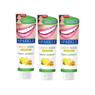 SPARKLE ยาสีฟัน สปาร์คเคิล ดับเบิ้ล เลมอนโซดา (3 หลอด) 100 กรัม สูตร LEMON SODA TOOTHPASTE 100G ฟันขาว ไร้กลิ่นปาก