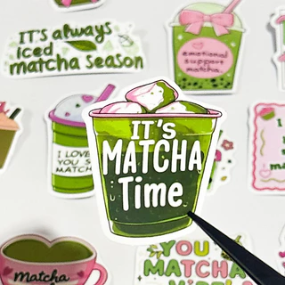 [พร้อมส่ง] สติ๊กเกอร์มัทฉะ Matcha ไดคัทเป็นชิ้นๆ 50 ชิ้น ลายน่ารักไม่ซ้ำแบบ กันน้ำ สําหรับติดตกแต่ง