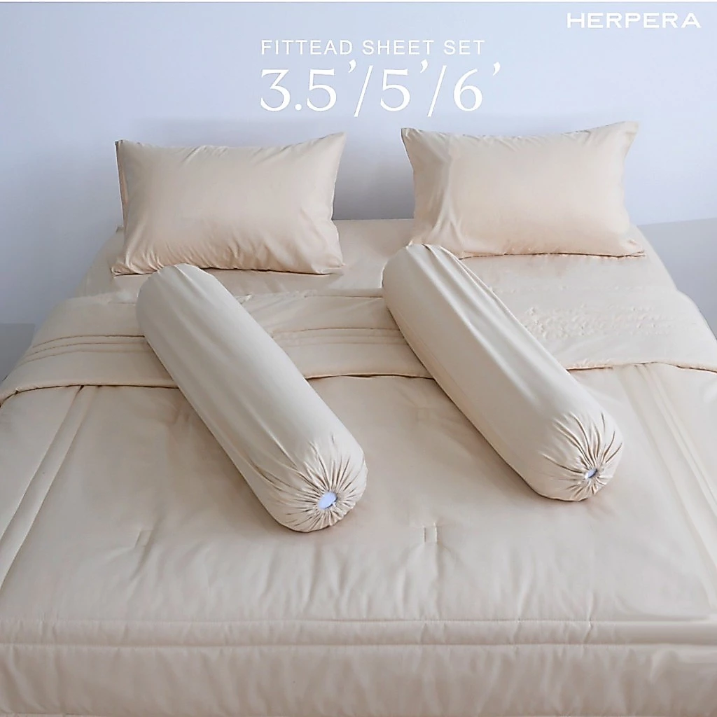 HERPERA ชุดผ้าปูที่นอนครบเซตพร้อมผ้านวม สีครีม (Sand) thumbnail 5