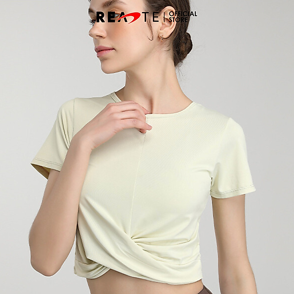 READTE เสื้อยืดออกกำลังกาย ใส่วิ่ง โยคะ TWIST FRONT ผ้านิ่มระบายอากาศดี SPORT WEAR — صورة 3