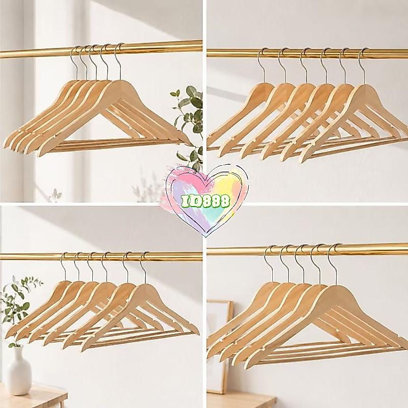 ID888 ไม้แขวนเสื้อไม้（12 ชิ้น/ 6 ชิ้น）45cm พร้อมส่ง Y-04