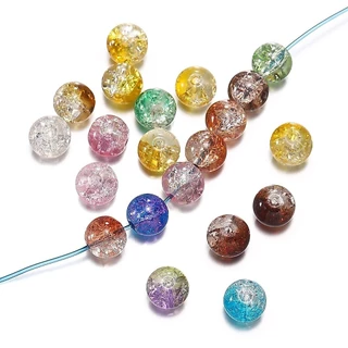 St. kunkka 20-50Pcs ลูกปัดแก้ว 10mm Crack Burst ลูกปัดดอกไม้ สําหรับDIYสร้อยข้อมือลูกปัดสร้อยคอทํา