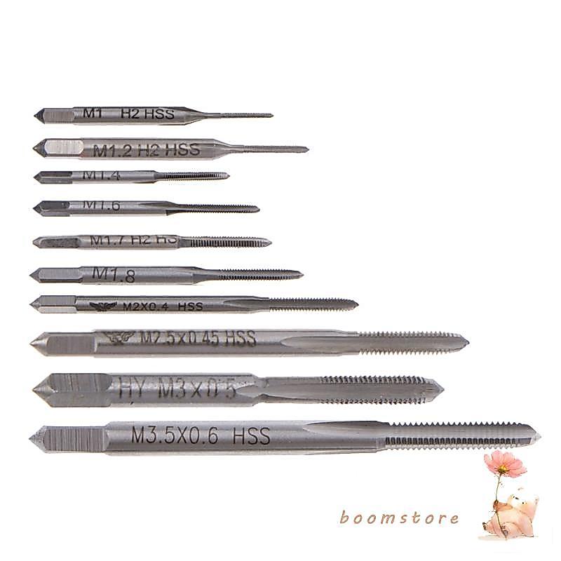 Boom 10 ชิ้น M1 ถึง M3 5 เครื่อง Hand Tap ชุด HSS ด้ายลวดแตะ Threading Taps