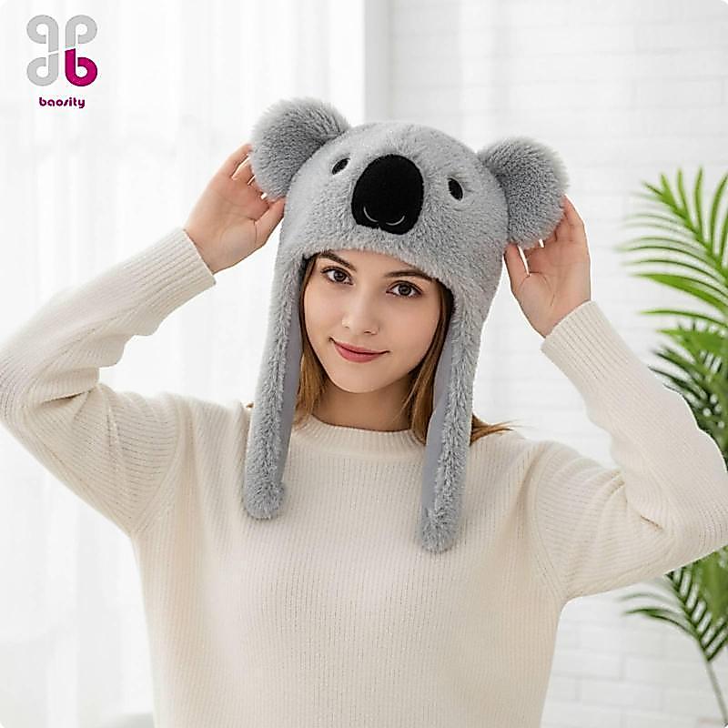 [Baosity] Fuzzy Earflap Hat อุปกรณ์ป้องกันหู Fuzzy Hat หมวกฤดูหนาวที่อบอุ่นสําหรับงานปาร์ตี้