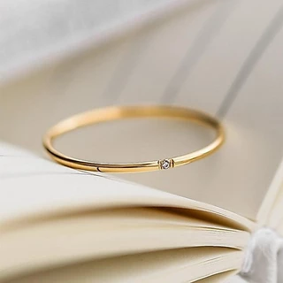 แหวนไทเทเนียมเหล็กชุบ 18K Gold Ultra-Fine Non-Fade แหวนเพชร