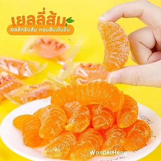 เยลลี่ส้ม อย.ไทย เยลลี่กลีบส้ม หอมส้มเข้มข้น เคลือบน้ำตาล หวานซ่อนเปรี้ยว อร่อยนุ่มหนึบ 1 ห่อ 10-11 ชิ้น