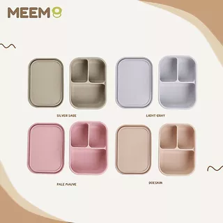 MEEM กล่องอาหารซิลิโคน แบ่ง 3 ช่อง พร้อมฝาปิด กล่องเก็บอาหารเด็ก กล่องข้าวเบนโตะ (Minimal series)