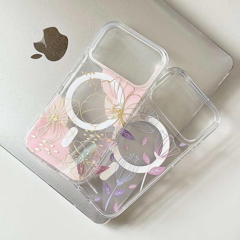 “พร้อมส่ง”เคสSwitchEasy ลายดอกไม้ชมพูม่วง(แม่เหล็ก) 17Pro/18Pro/17Promax/18Promax