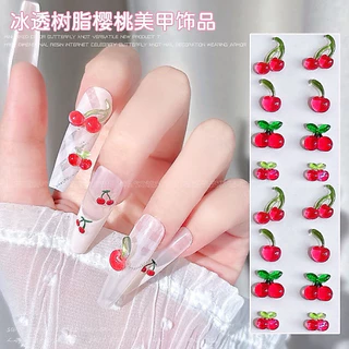 เรซิ่นเชอร์รี่ 30ชิ้น สำหรับแต่งเล็บสีแดงเชอร์รี่ผลไม้น่ารักการ์ตูน Girly 3D เรซิ่นเล็บ Art DIY ตกแต่ง🇹🇭🇹🇭🇹🇭