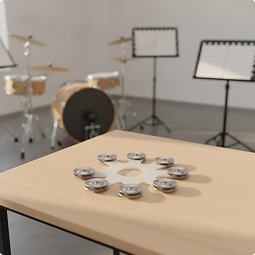 [txejgi] Drum Cymbal Bell อุปกรณ์เสริม Metal-Like Snowflake Cymbal Bell พร้อมชิ้นเหล็กเครื่องมือเพอร