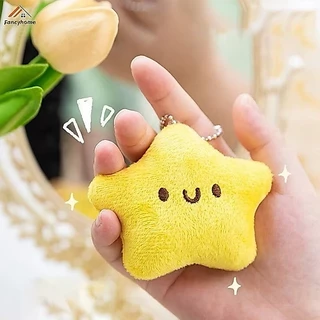 ร้านไทยส่งด่วน🌟 พวงกุญแจรูปดาว บีบมีเสียง ห้อยกระเป๋า สีเหลืองละมุน การ์ตูนดาวยิ้มน่ารัก🌟 ราคาถูก KEY10