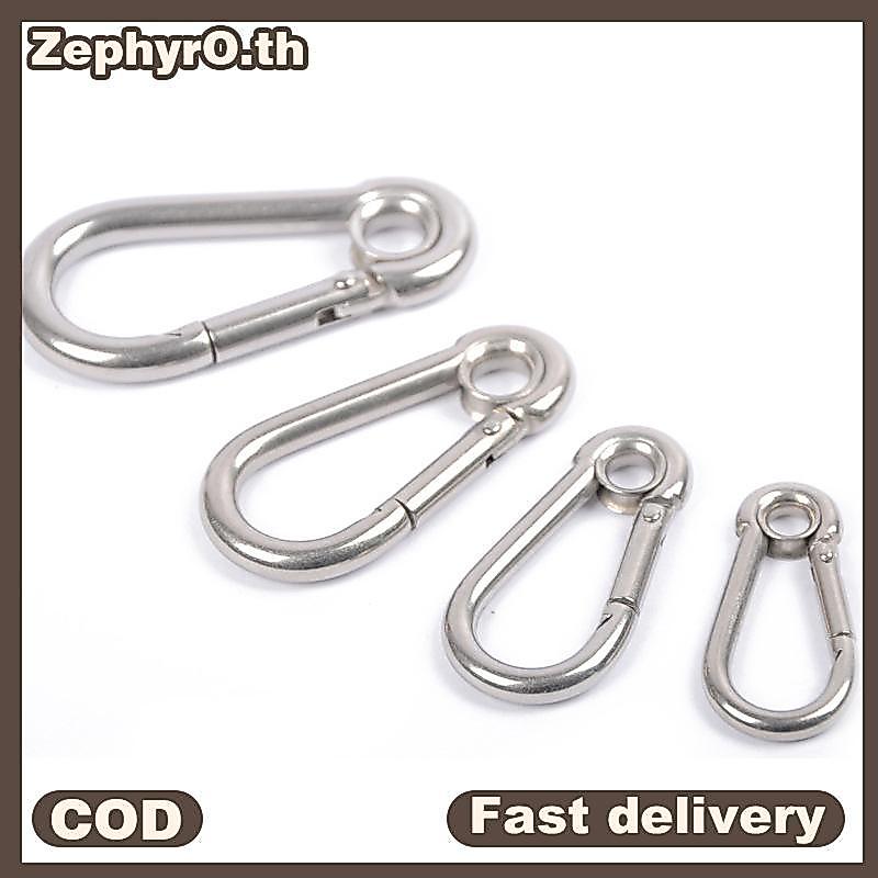 M4 M5 M6 M7 M8 สแตนเลส Carabiner Carbine Snap Hook พร้อมตาไก่สปริง Bule Key แหวน